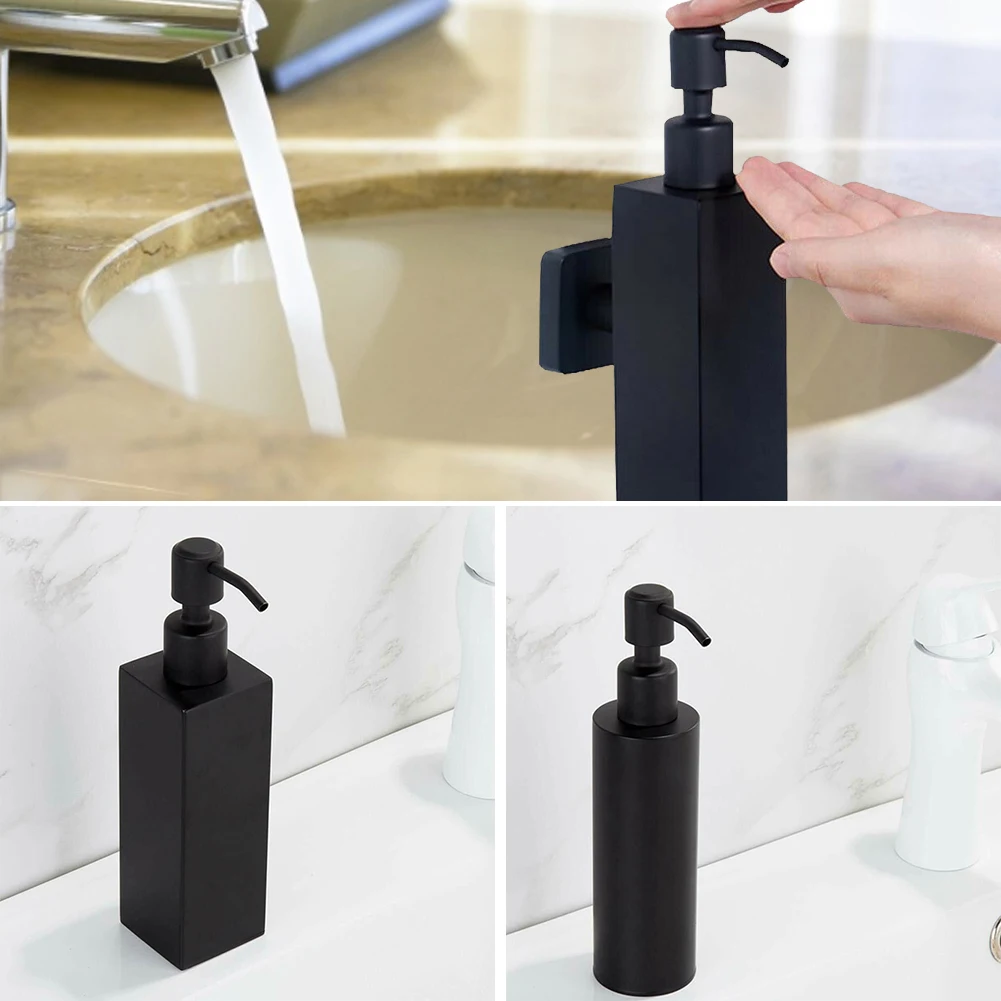 

200ML Black Soap Dispenser Stainless Steel Hand Soap Pump Wall Mounted Shampoo Lotion Shower Gel Dispenser Bathroom Accessories