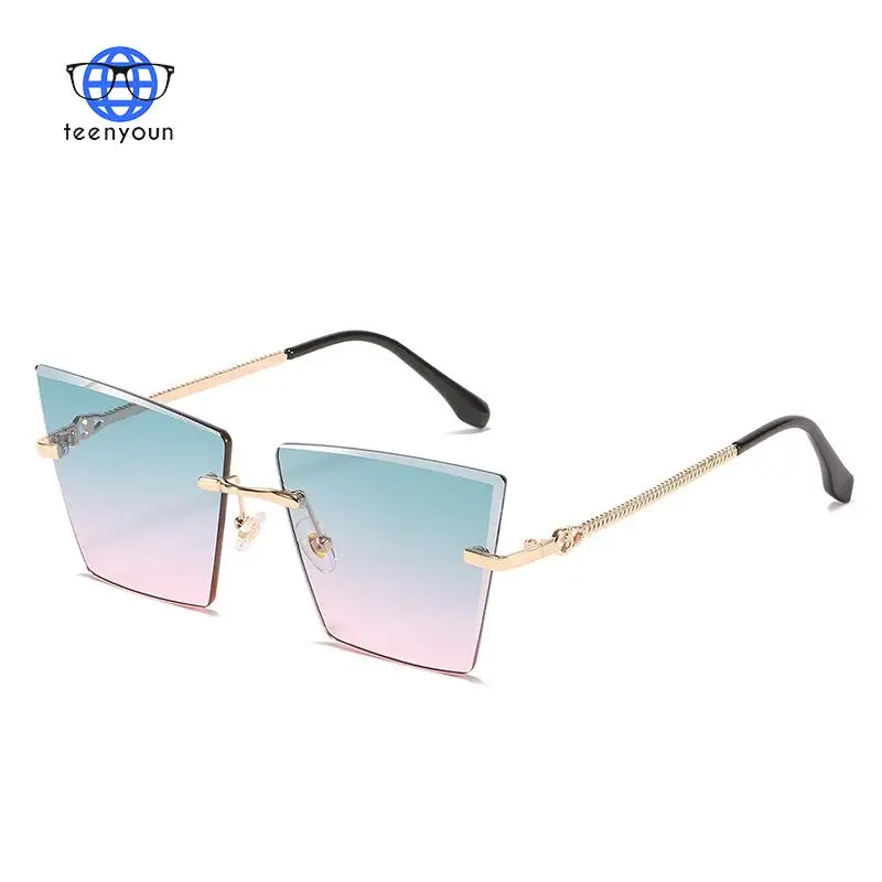 TEENYOUN 2021 Luxury Brand Designer Sunglasses For Women Men Rimless Sun Glasses UV400 Vintage Alloy Frame Classic Shades Oculos  - buy with discount