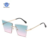teenyoun 2021 luxury brand designer sunglasses for women men rimless sun glasses uv400 vintage alloy frame classic shades oculos