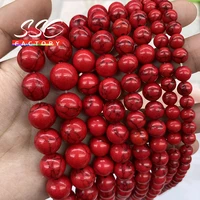 natural stone red howlite turquoises round loose beads 15 strand 4 6 8 10 12 mm for jewelry making diy charm bracelet wholesale