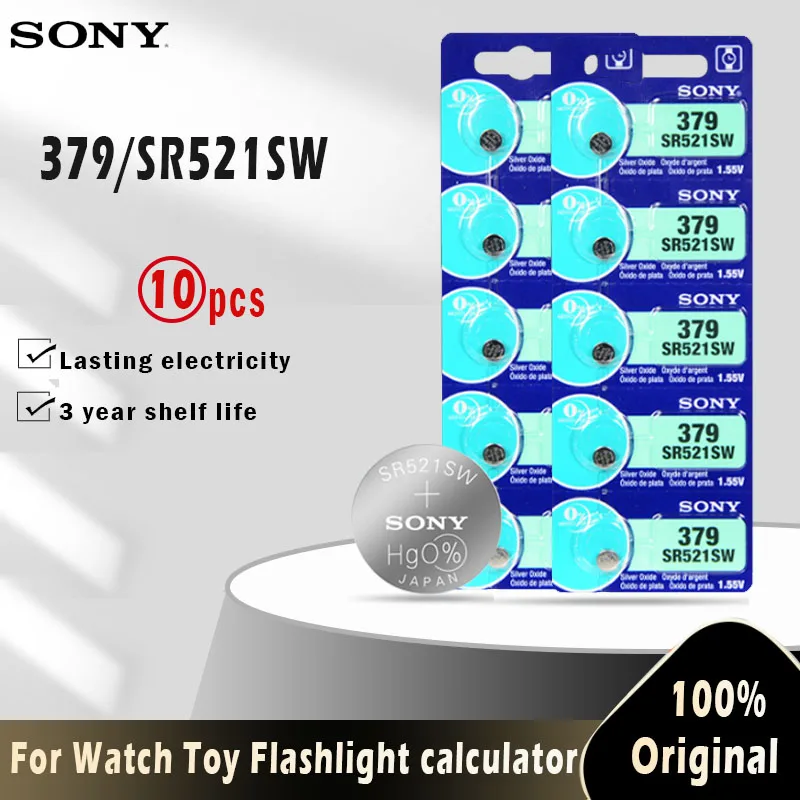 10 шт. оригинальный SONY 379 SR521SW AG0 D379 SR63 V379 1 55 в кнопочный моноблок из оксида серебра