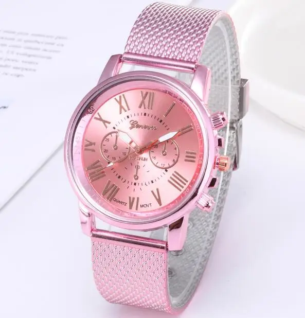 C37 Pink Простые Модные Детские часы с ремешком из искусственной кожи Geneva кварцевые аналоговые детские наручные часы W327 - Цвет: C37 Pink