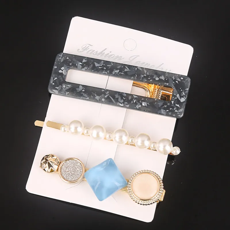 

2021 Summer Fashion Women Pearl Geometry Multicolor Hairclips Party Gift