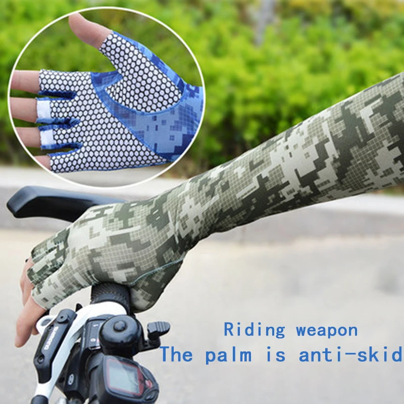 

Unisex Shoes Palm Anti-Slip Arm Guard Ice Silk Sleeves Outdoor Driving Sun Protection Arm Sleeve Summer Riding Arm Guard Sleeves