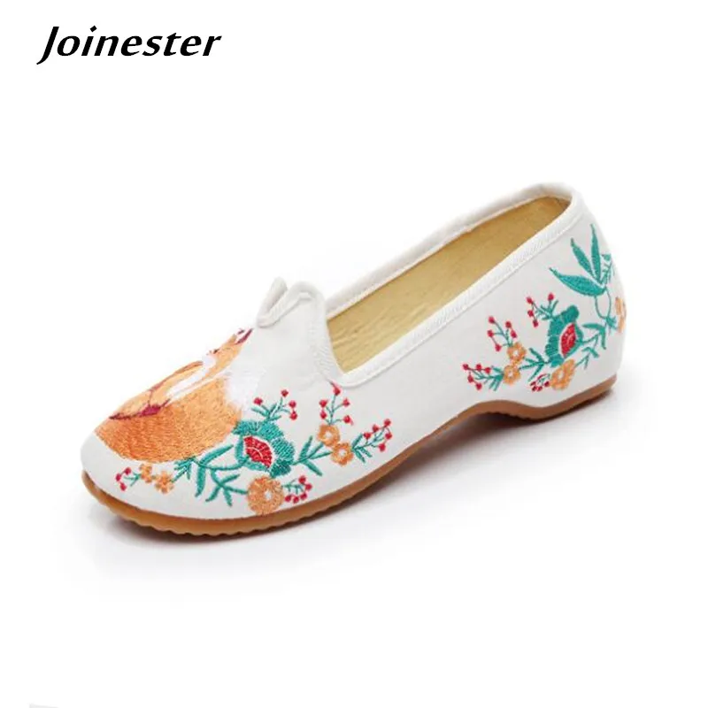 Весенняя женская Этническая вышивка на танкетке Туфли мокасины для женщин
