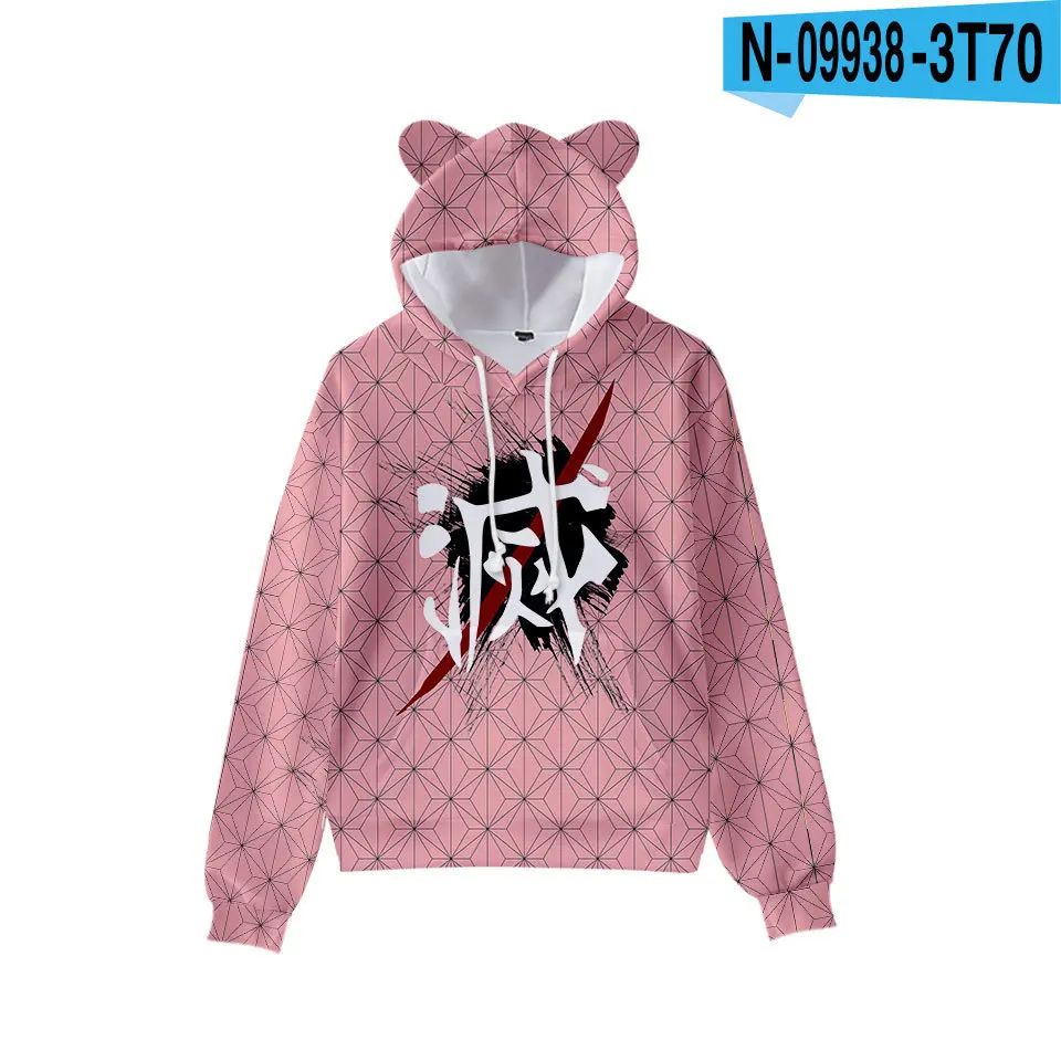 

Fashion Sweatshirts 3D Print Demon Slayer Hoodies Boys/Girls Cat ears High quality Hoody Autumn Winter Teenage Women-Clothing