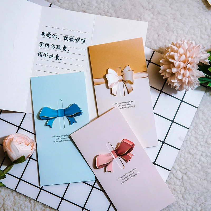 10 шт./лот 3D бант сердце крылья Форма поздравительная открытка бумажная оставьте