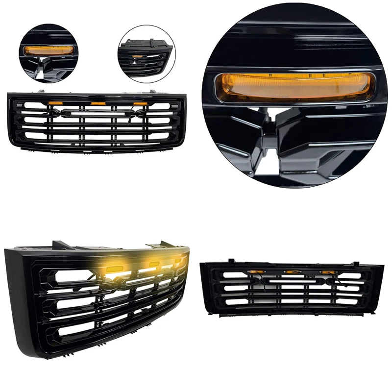 Подходит для GMC Sierra 1500 2007 2008 2009 2010 2011 2013 Светодиодная Передняя гоночная решетка