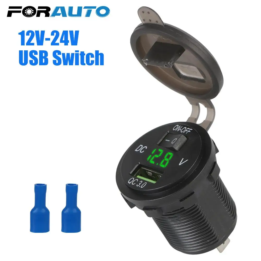 

Розетка адаптера питания Quick Charge QC 3,0 12-24V розетка для авто судового мотоцикла грузовика с переключателем автомобильное зарядное устройство ...