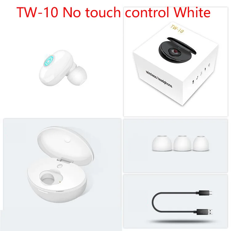 TW10 No Touch White TW60 Touch control беспроводные наушники Buletooth 5,0 гарнитура 8D объемный HiFi стерео наушники спортивные наушники с микрофоном для телефонов - Цвет: TW10 No Touch White