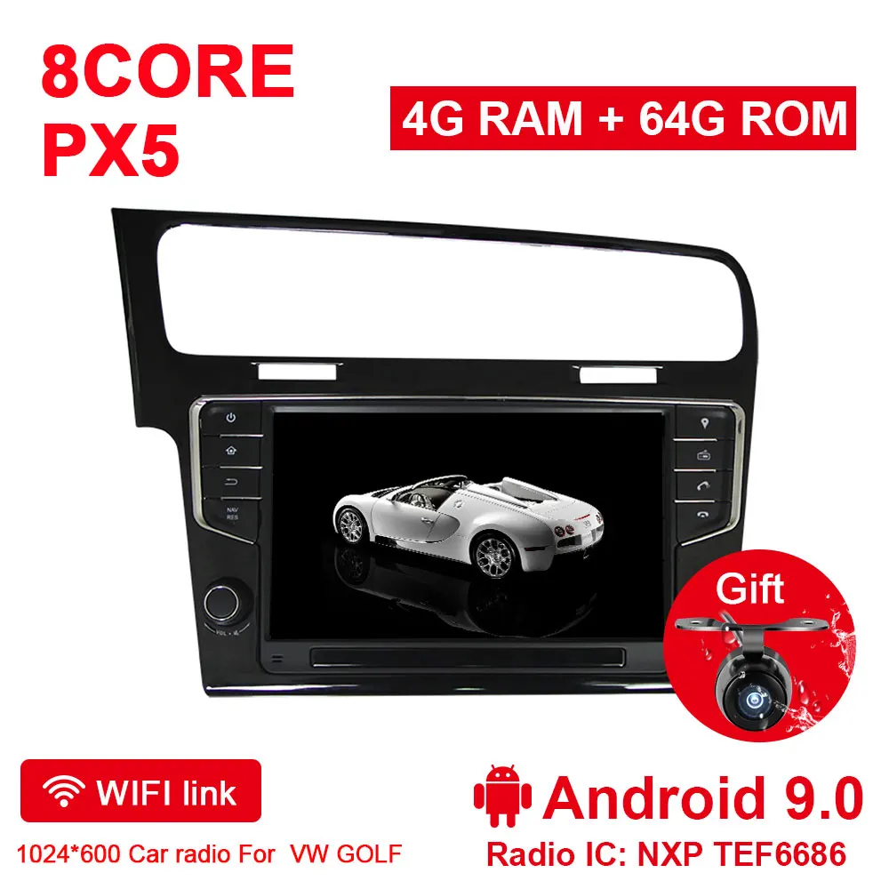 4G 64G Android 9.0 Eunavi Android 9,0 автомобильный Радио стерео Мультимедийный плеер для VW golf 7 golf 7 2013- 2 din головное устройство аудио навигация tda7851 9'' - Цвет: 4G 64G Android 9.0
