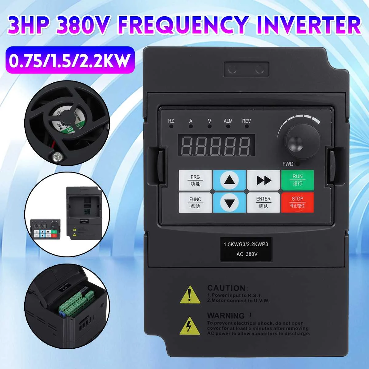 380V 0.75KW/1.5KW/2.2KW мини VFD частотно регулируемый инвертор 3 P фазы Выход для станка с ЧПУ