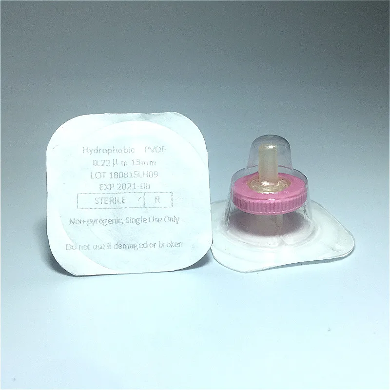 Стерильный шприцевой фильтр мембранный из PVDF диаметр 13 мм 0.22um GC инжектор игла