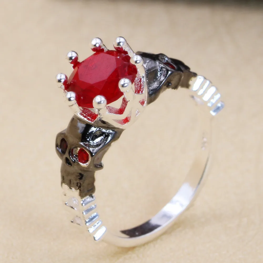 

Fashion Personality Eight Claw Crystal Skull Ring Fashion Women Inlay Red Zircon Ring Hip Hop Charm Women's Nightclub Jewelry
