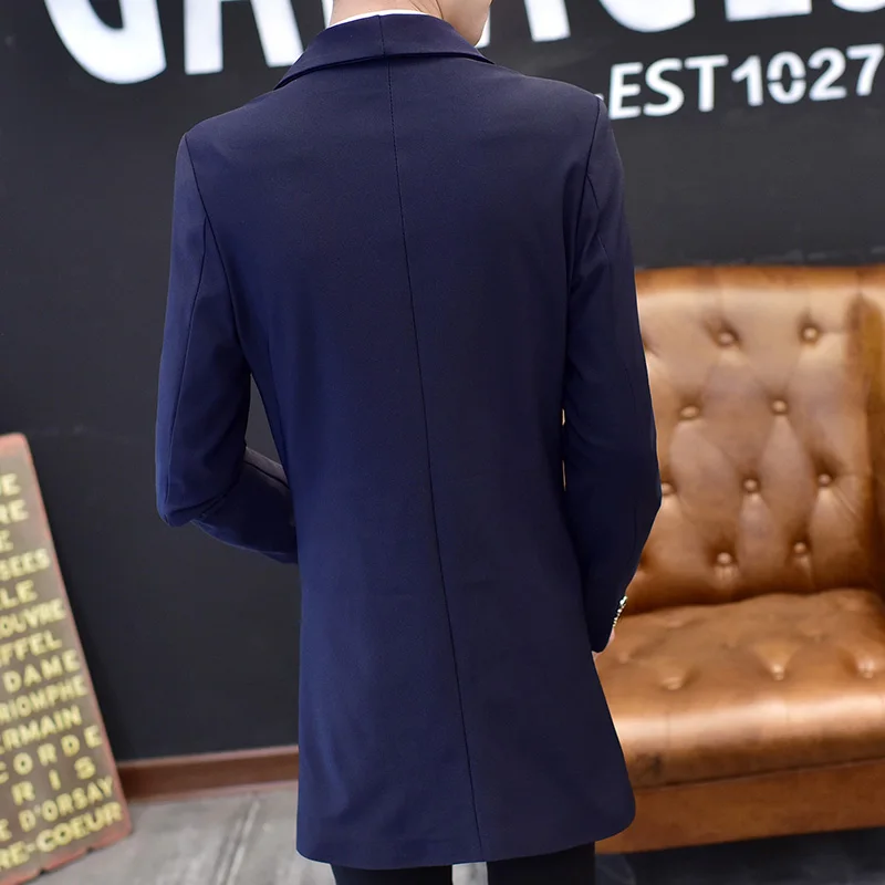 Мужской длинный Тренч AreMoMuWha Осенний маленький костюм в Корейском стиле плащ