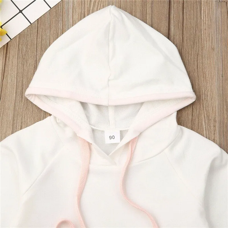 

Toddler Kids Baby Girl Clothes Sets Patchwork Tracksuit 1-4Y Hooded Pullover Tops Pants Outfits Spring Autumn 2PCS