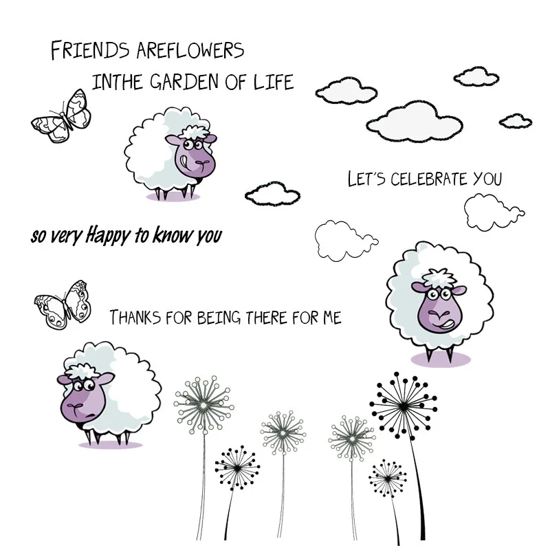 

ZhuoAng Little sheep blowing dandelion Clear Stamps For DIY Scrapbooking/Card Making Decorative Silicon Stamp Crafts