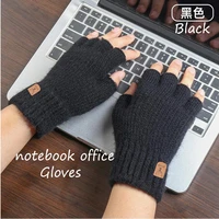 Winter Notebook Office Half Finger Gloves Men Play Phone Non-Slips Women Plush Knitted Warm Couple Gloves Touch Screen Mittens