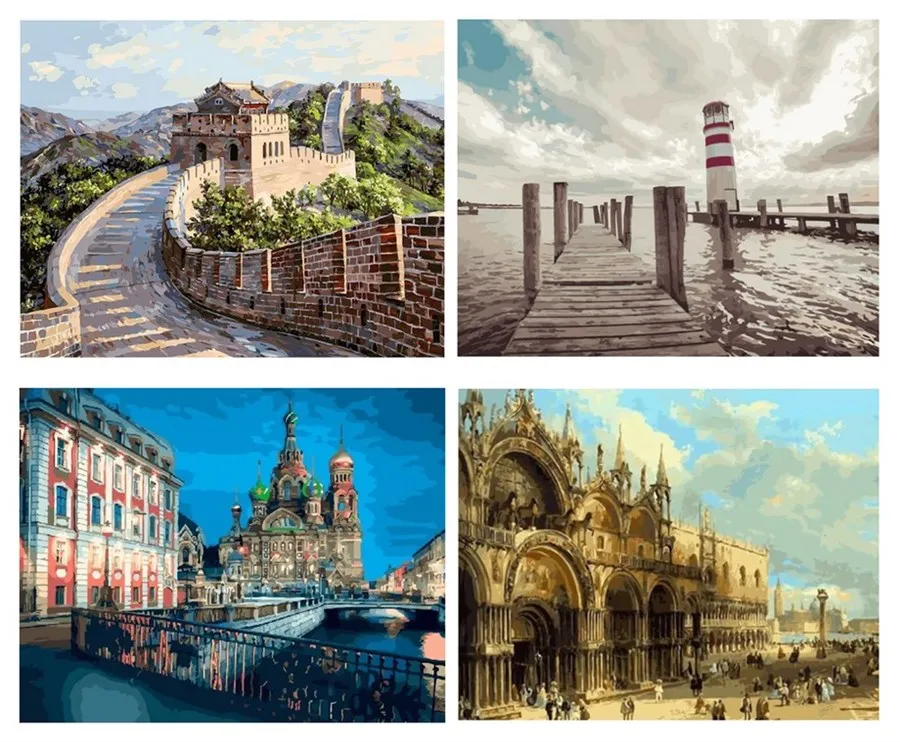 5D DIY алмазная живопись пейзаж Полный алмаз искусство дом архитектура вышивка