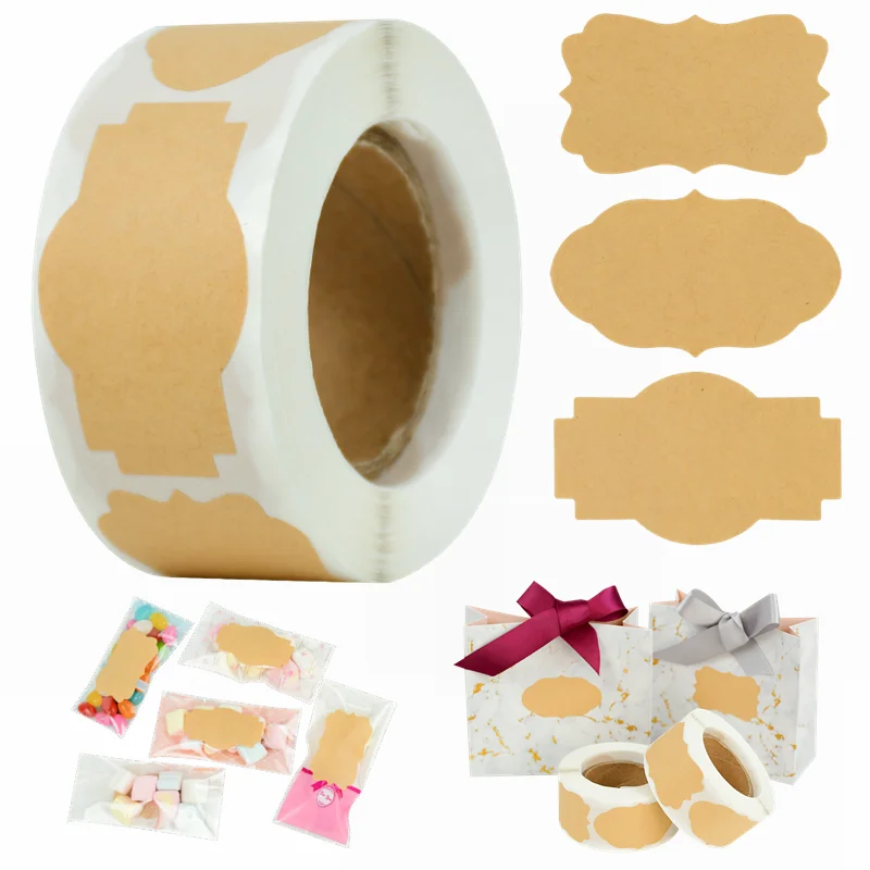 300 шт./рулон 3 формы Стикеры из крафтовой бумаги Ассорти Пустой Журнал Дневник