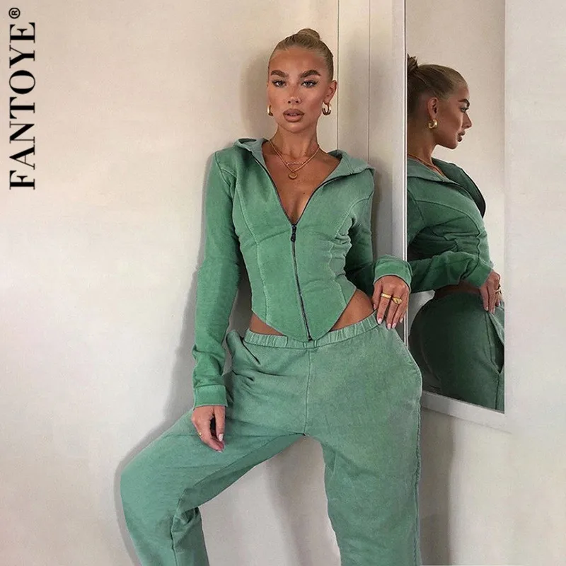 Женский спортивный костюм FANTOYE комплект из двух предметов укороченный топ на