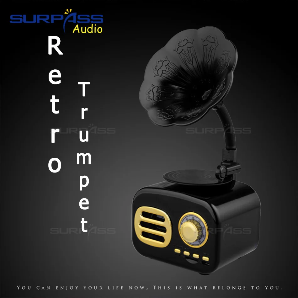Retro Trumpet Style Bluetooth Mini Speaker Wireless Stereo Subwoofer Music Box Wooden Speakers With FM Radio TF For Phone | Электроника