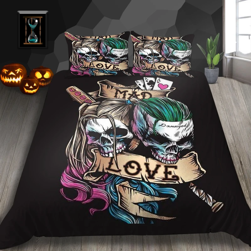 3D комплекты постельных принадлежностей с черепами черный в стиле хэллоуина