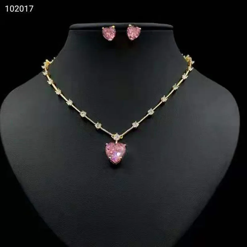 

Funmode Hot sale Pink Heart Shape Small Jewelry Sets Bridal Dubai Full Jewelry Set For Women Wedding Party Accessories FS201