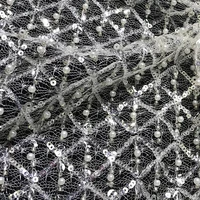 swiss french transparent sequin embroidery luxury pearl beaded white lace fabric cloth sewing accessories wedding dress material