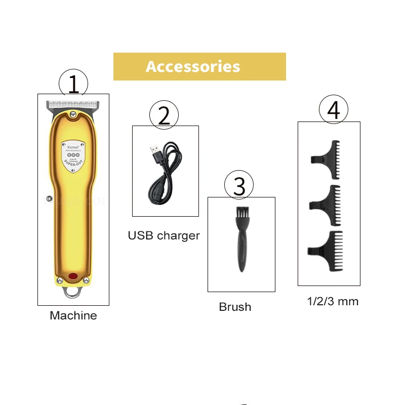 Беспроводная Машинка для стрижки волос Kemei мощный электродвигатель мужчин