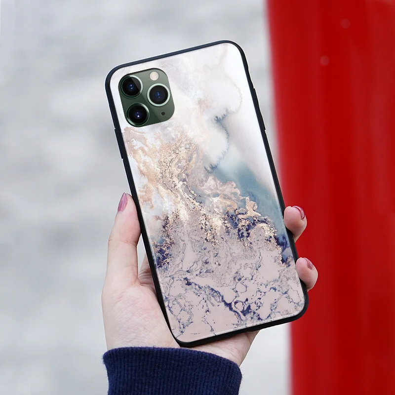 Натуральный Роскошный Мраморный Агат Cqoue tup стеклянный чехол для телефона iPhone SE 6
