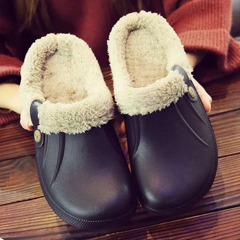 

RH Original Women Brand Design Winter Garden Clogs Warm Fur Home Garden Shoes EVA Indoor Pink Winter Sandals Hole Slippers Shoes