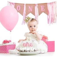 first birthday decoration for girl high chair banner one banner first birthday crown first cake topper baby shower party decorat
