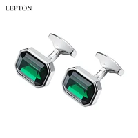 low key luxury green glass cufflinks for mens wedding lepton sky blue square cufflink man shirt cuffs cuff links relojes gemelos