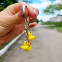 fashion cute lovely cartoon little yellow duck pendant keychain keyring couples gift jewelry accessory for women