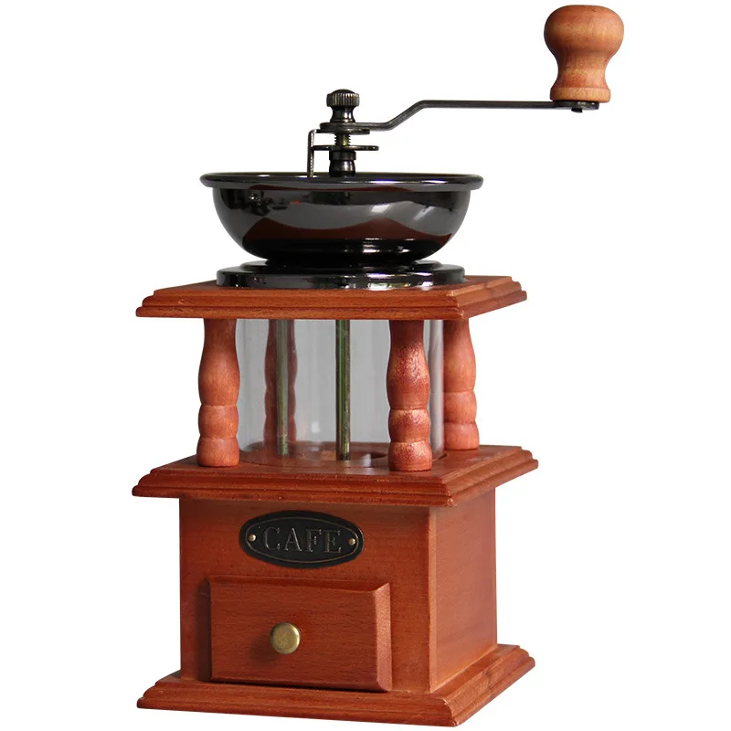 

HMT Retro Hand Coffee Grinder Small Household Solid Wood Cast Iron Steel Core Manual Coffee Bean Grinder