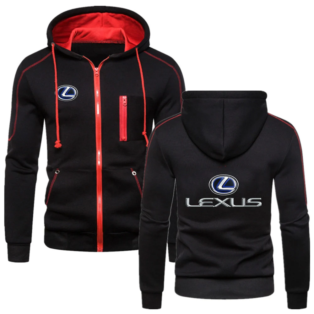 

NEW Lexus Zipper Brand Hoodies Men Fitness Sweatshirts Solid Color England Muscle Sportswear Coat