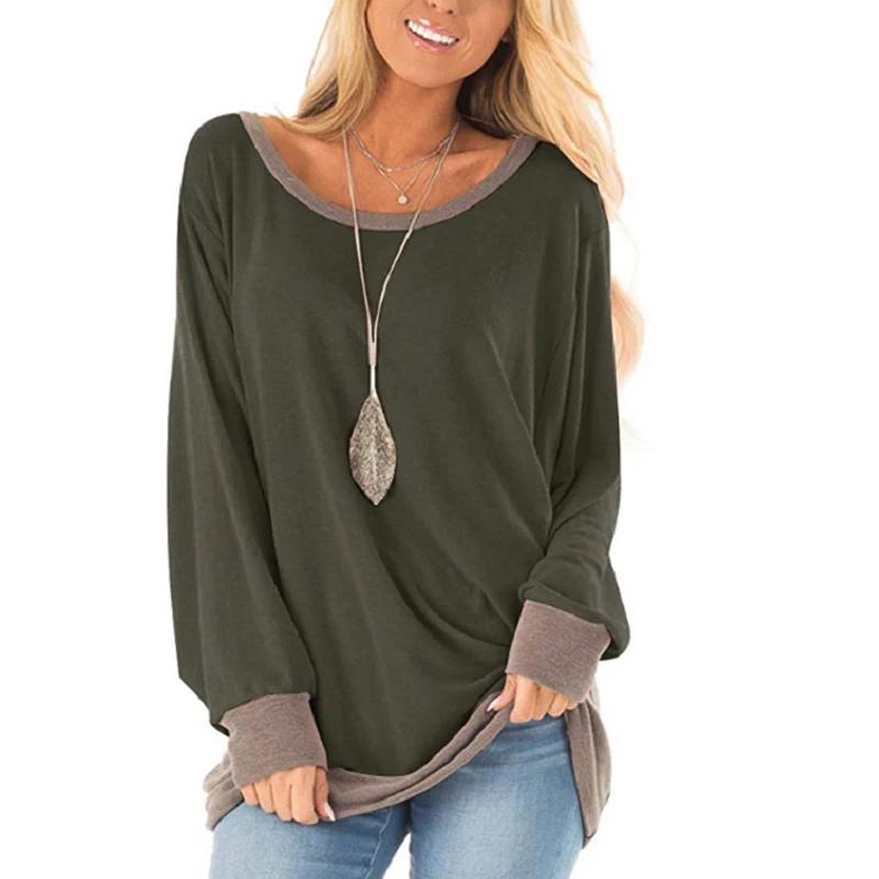 Лоскутные женские топы размера плюс и блузки весенние повседневные с круглым