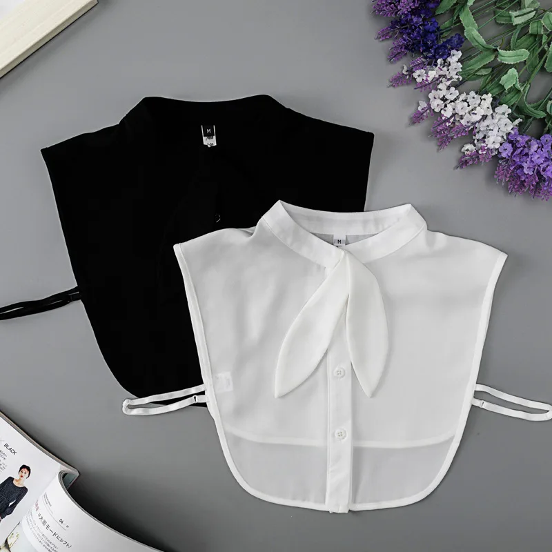 

Korean Stand Fake Collar for Women Shirt Bouse Tops Falose Collar Decoration Female Cute Chiffon Detachable Faux Cols