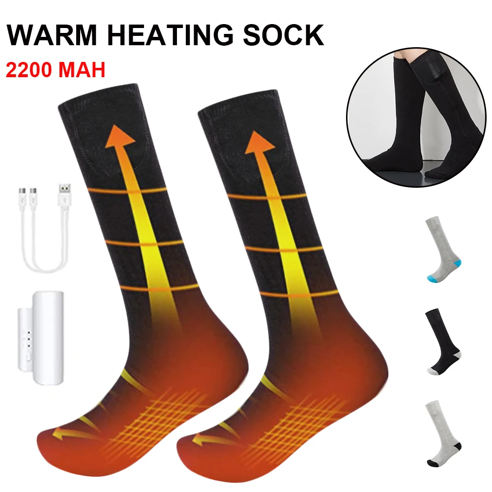 

2200mAh Electric Heated Socks Rechargeable Thermal Heating Foot Warmer Electric Socks with 3 Modes for Cycling Trekking Skiing