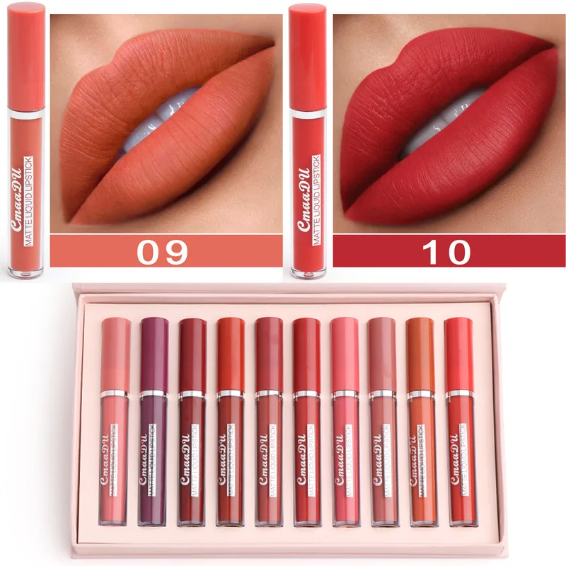 

10 Colors Fashion Liquid Lipstick Not Easy To Fade Women Beauty Cosmetic Makeup Sexy Liquid Lipstick Lip Gloss Lips Makeup TSLM1