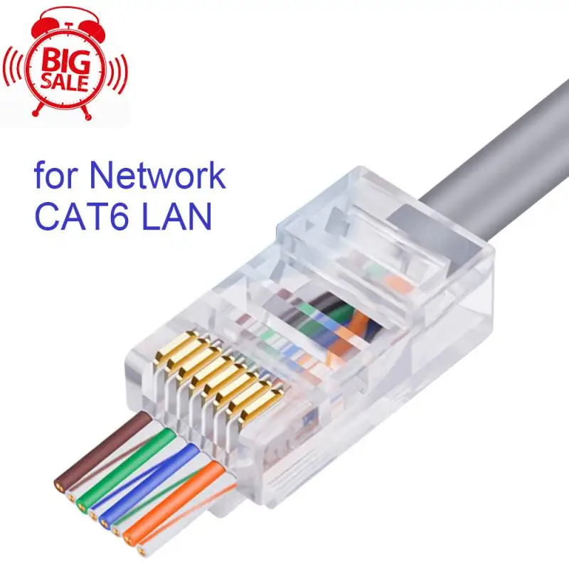 

100PCS Cat6 8P8C RJ45 Modular Socket For Cat6 LAN Network High Quality RJ45 Ethernet Cable Plugs Modular Adapter Connectors