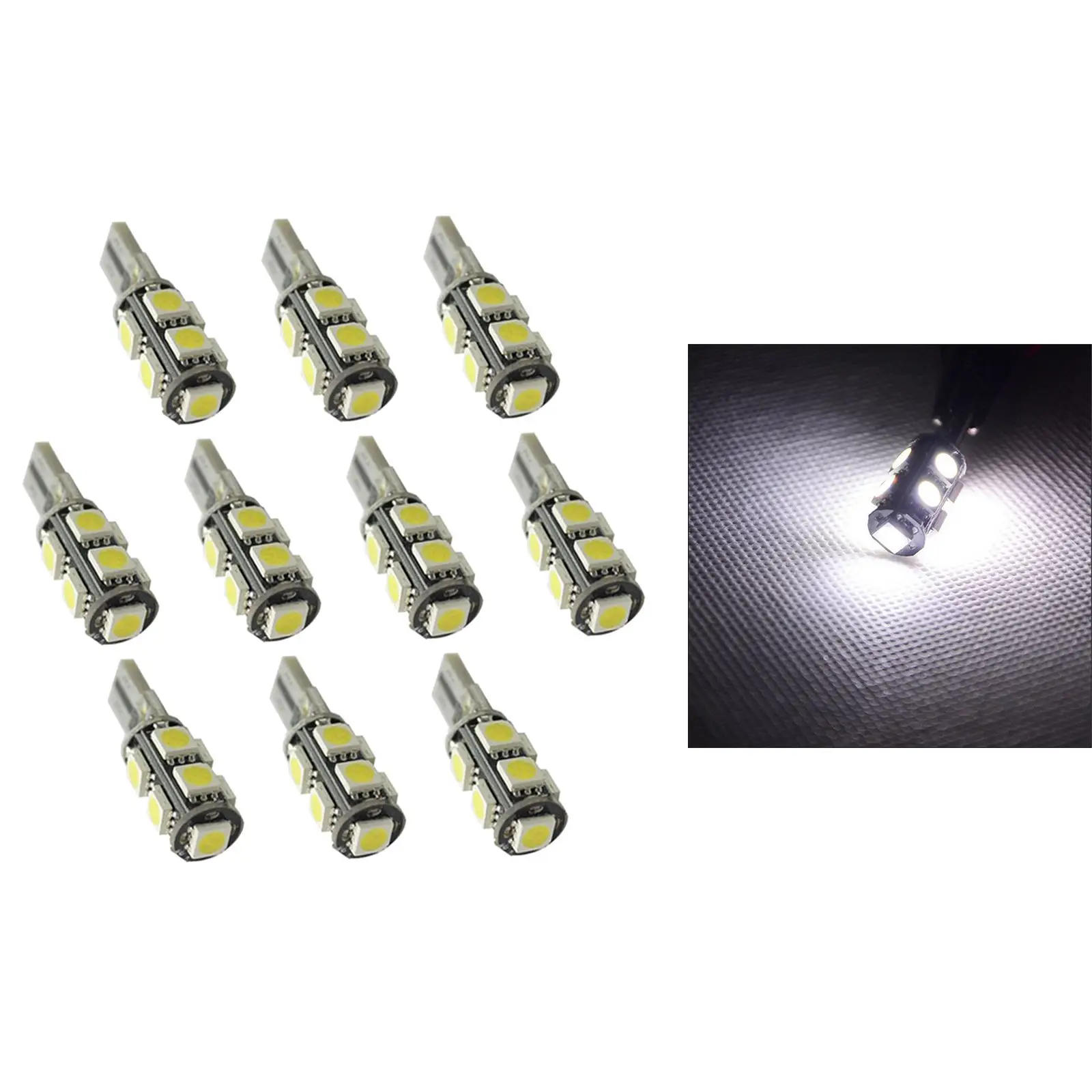 

10 шт., автомобильные лампы T10 9 SMD Xenon W5W 501