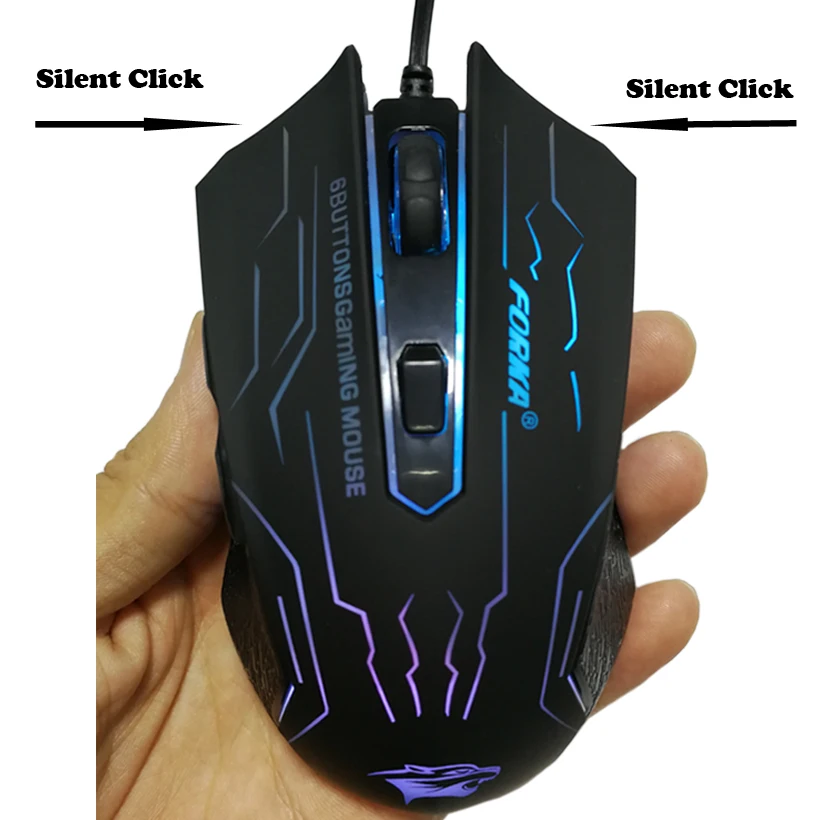 forka silent click usb wired gaming mouse 6 buttons 3200dpi mute optical computer mouse gamer mice for pc laptop notebook game free global shipping