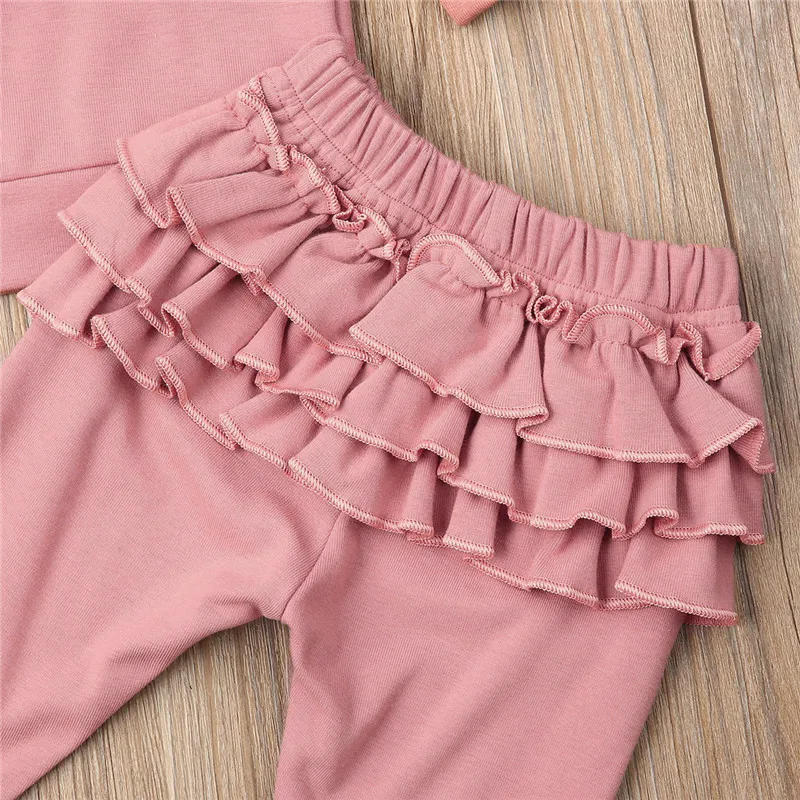 Toddler 2pcs Newborn Infant Baby Girl Clothes Long Sleeve Hoodie Tops Ruffle Leggings Pants Set Rainbow Fall Winter Outfits 0-3Y