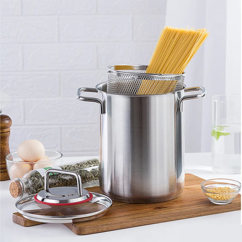 

304 Stainless Steel Kitchen Fryer With Strainer Tempura Fryer Spaghetti Boiled Chicken Fried Chicken Cooking Tools