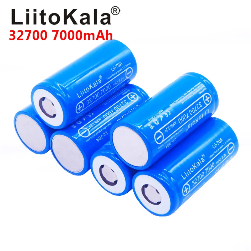 

6pcs LiitoKala lii-70A 32700 lifepo4 cell 7000mah 3.2V LiFePO4 rechargeable battery with flat top for flashlight 32700 battery