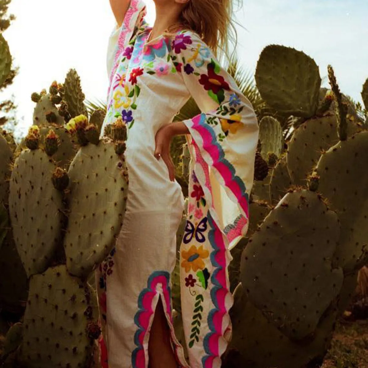 Винтажное женское богемное платье с v образным вырезом цветочным принтом