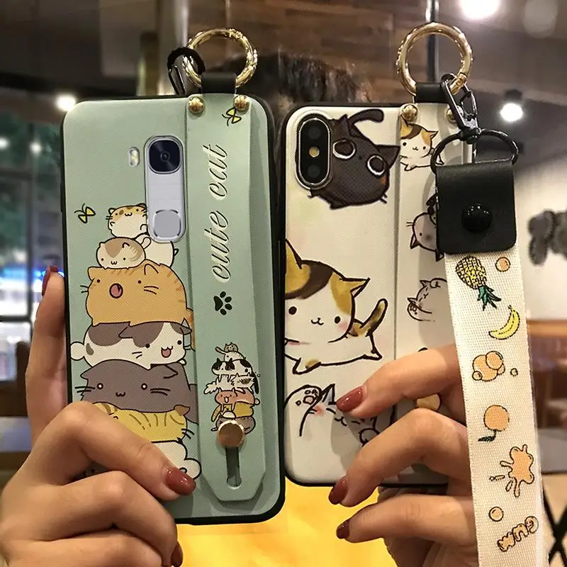 Противоударный чехол для телефона Huawei Honor 5X 5 дюйма с ремешком и держателем из ТПУ