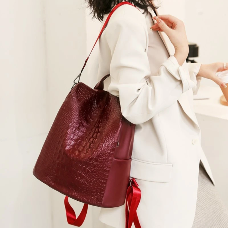 

Women PU Leather School Pack Fashion Anti-theft Backpack Designers Large Capacity Shoulder Bags Femme Travel Crossbody Handbags